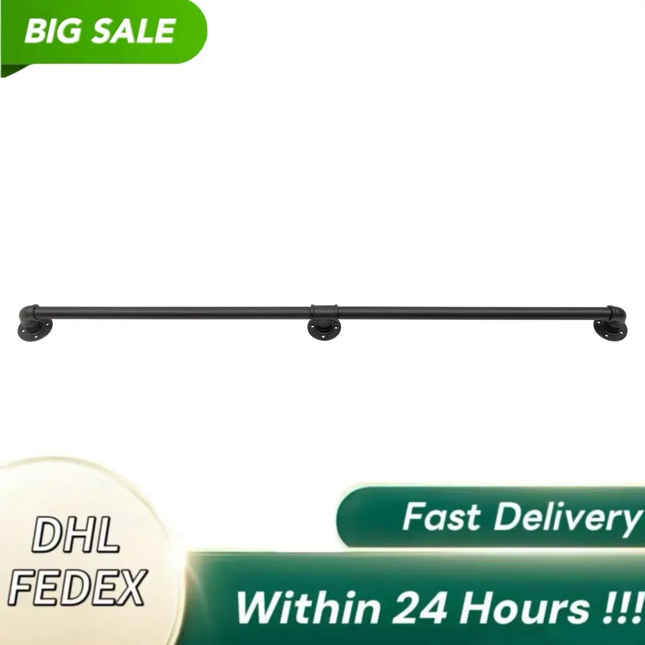 Metal Stair Railing – Galvanized Iron, Rust & Heat Resistant, Easy Installation, Elegant Black Finish