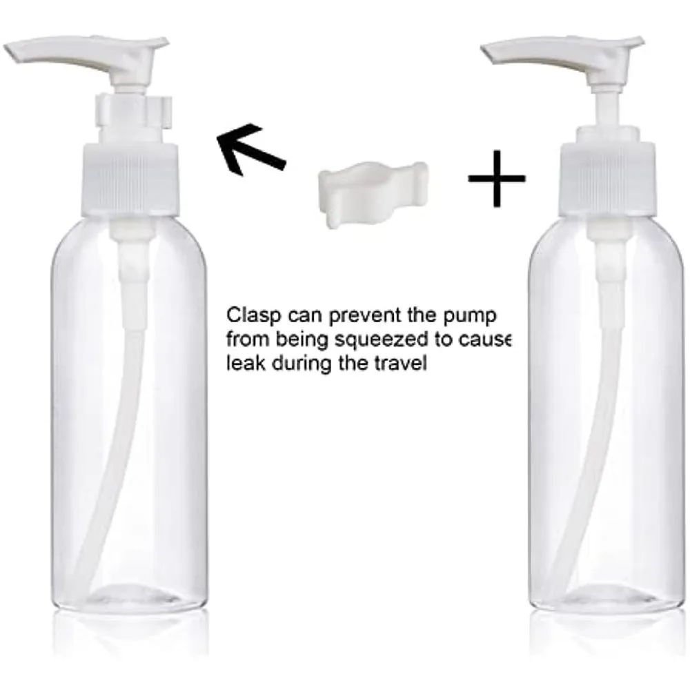 5PCS 100ML Clear Pump Dispenser Bottles Travel Toiletry Lotion Bottles Leak Proof for Lotion Body Wash Shampoo Conditioner