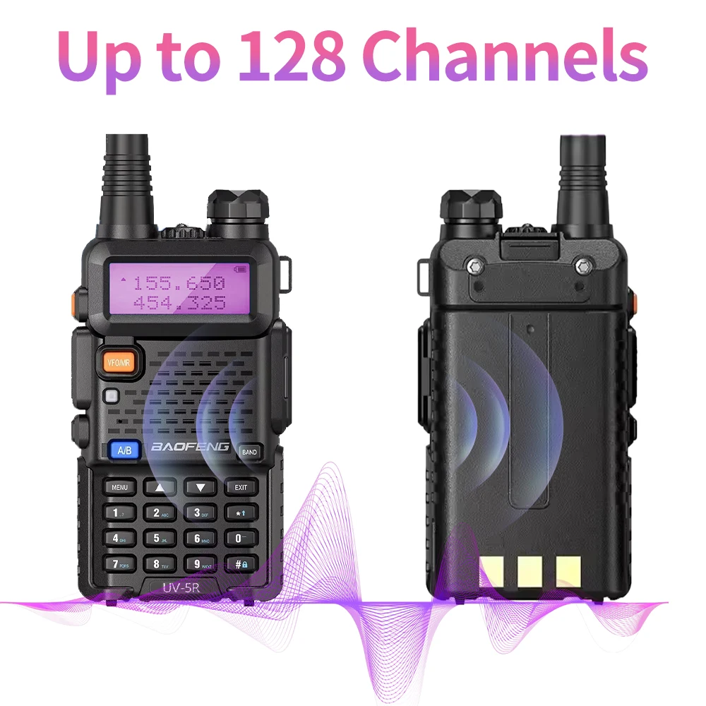 1PC Baofeng High Quality UV-5R Portable Handheld Walkie Talkie 128 Channels 3-5KM Long Range FM Radio Communication USB