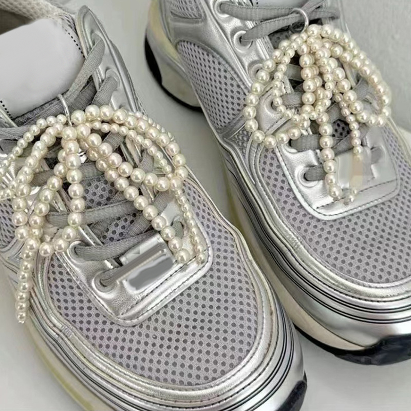 1PC 手作り靴クリップ二層パールビーズちょう結びチャーム靴バックル装飾バッグペンダント弓キーチェーンアクセサリー