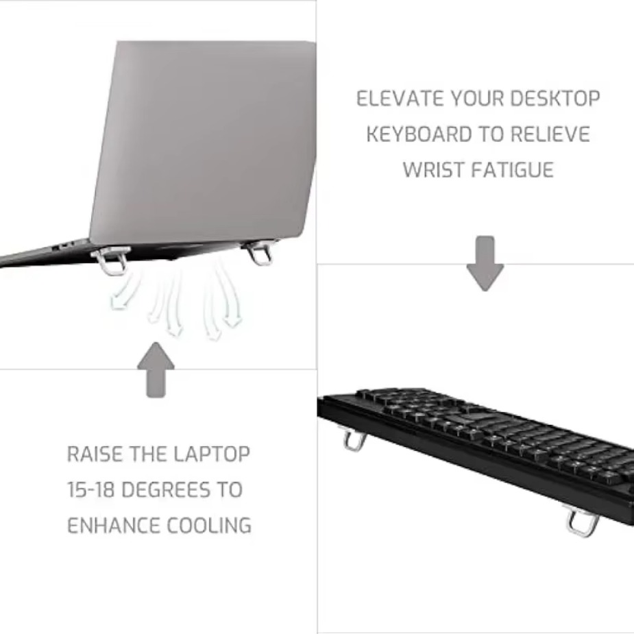 Suporte invisível autoadesivo para teclado de computador portátil, mini suporte dobrável para laptop e elevador de teclado para mesa