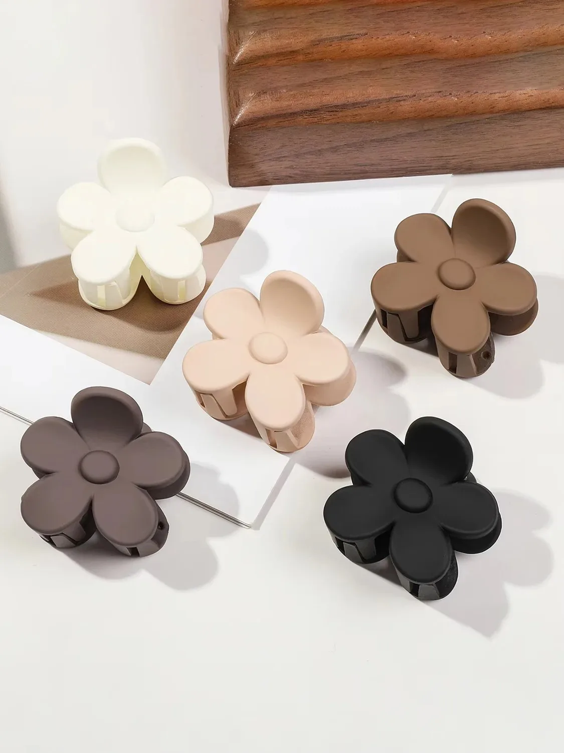 4/5 Uds. Pinzas en forma de garra para el pelo de mandíbula rectangular mate con flor pequeña para mujeres y niñas pasadores semicirculares para cabello fino