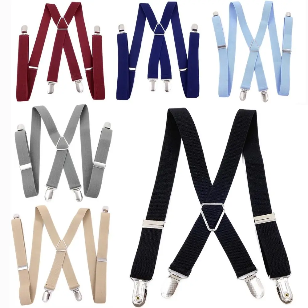 4 clips 2,5 cm breed mannen bretels vrouwen elastische verstelbare volwassen bretels jarretel kinderen kinderen jongens meisjes bruiloft accessoires