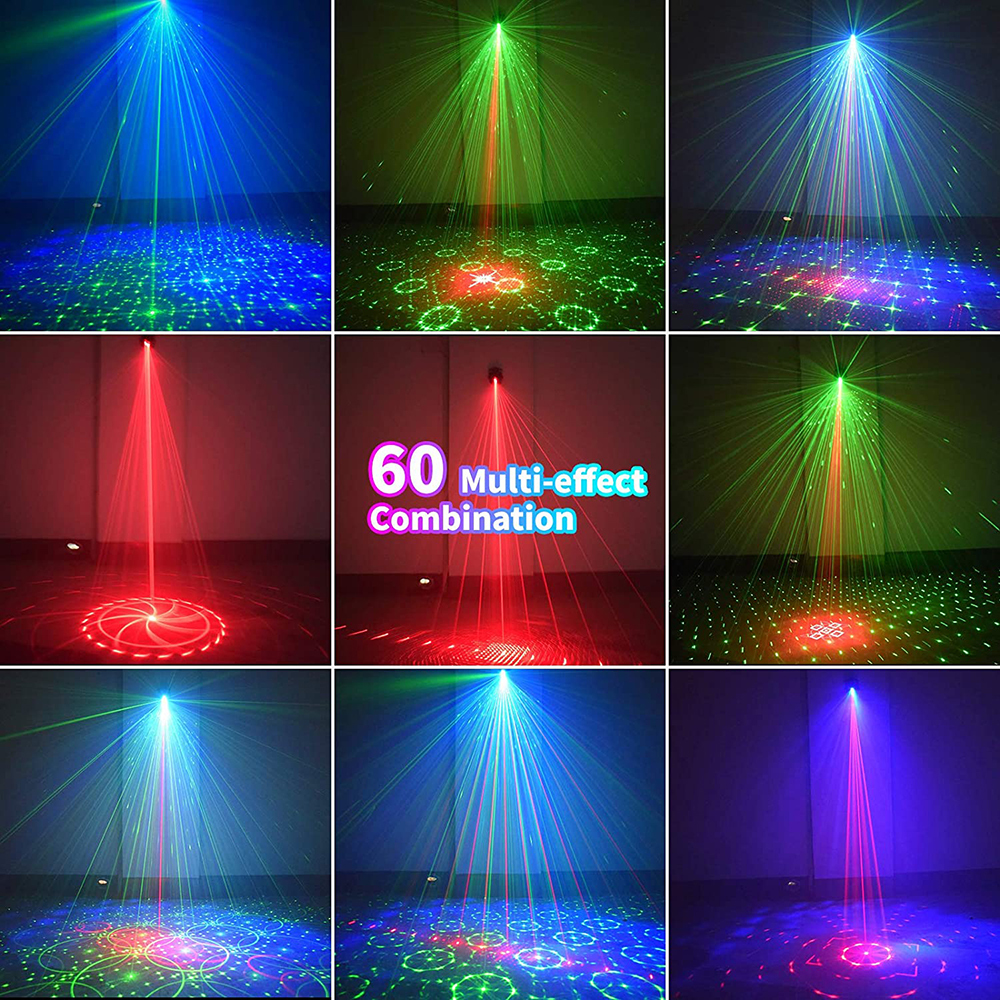 60パターンミニdjプロジェクターディスコライトパーティー舞台照明効果音声制御 disco light usbレーザープロジェクターストロボランプ家庭用ダンス床 ナイトクラブ照明器具