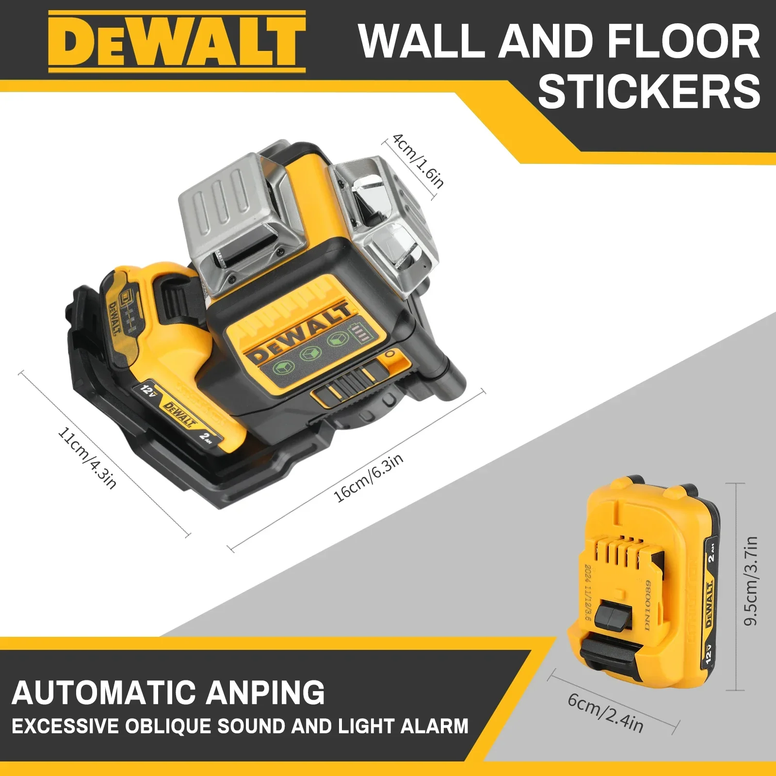 Dewalt DW089LG 3 lados * 360 grados láser lineal vertical horizontal 12V batería de litio herramienta de medición de nivel verde al aire libre