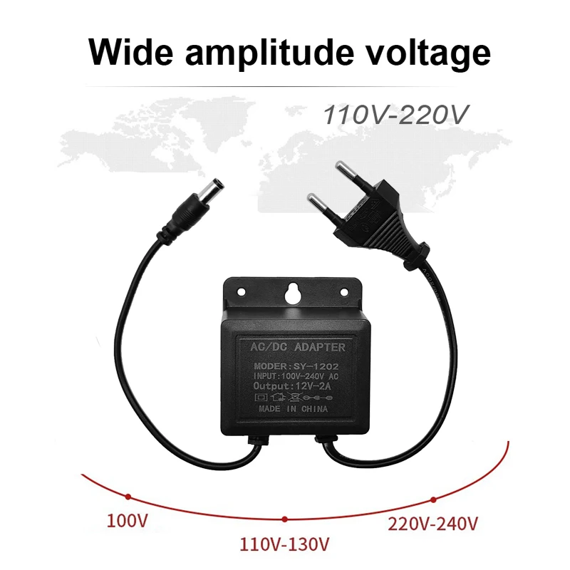 DC12V 2A Waterproof EU Plug Power Adapter For CCTV Security Surveillance AHD Camera Charger NVR DVR Input AC100V-240V 5.5*2.1mm