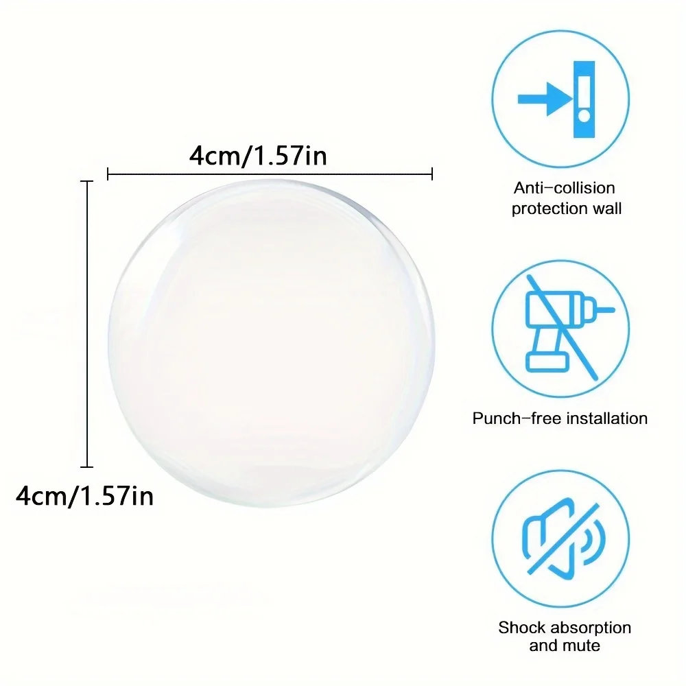 6 Stück Türgriff-Stoßstangenpolster, selbstklebend, transparent, Silikon, Wandschutz, Anti-Bump, waschbar, wiederverwendbar, runder Türstopper