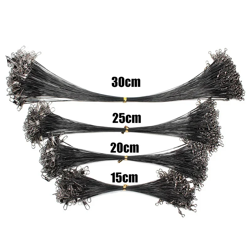 Aorace 20 Chiếc Chống Cắn Thép Không Gỉ Dây Câu Cá Dây Thép Lãnh Đạo Có Tay Phụ Kiện Câu Cá Lõi Chì Dây Xích Dây Câu Cá 15CM-50CM