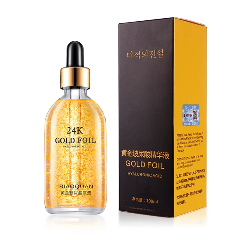 Suero Facial de nicotinamida con ácido hialurónico de oro de 24k, 100ml, antienvejecimiento, esencia de colágeno para levantamiento Facial, suero blanqueador para el cuidado de la piel