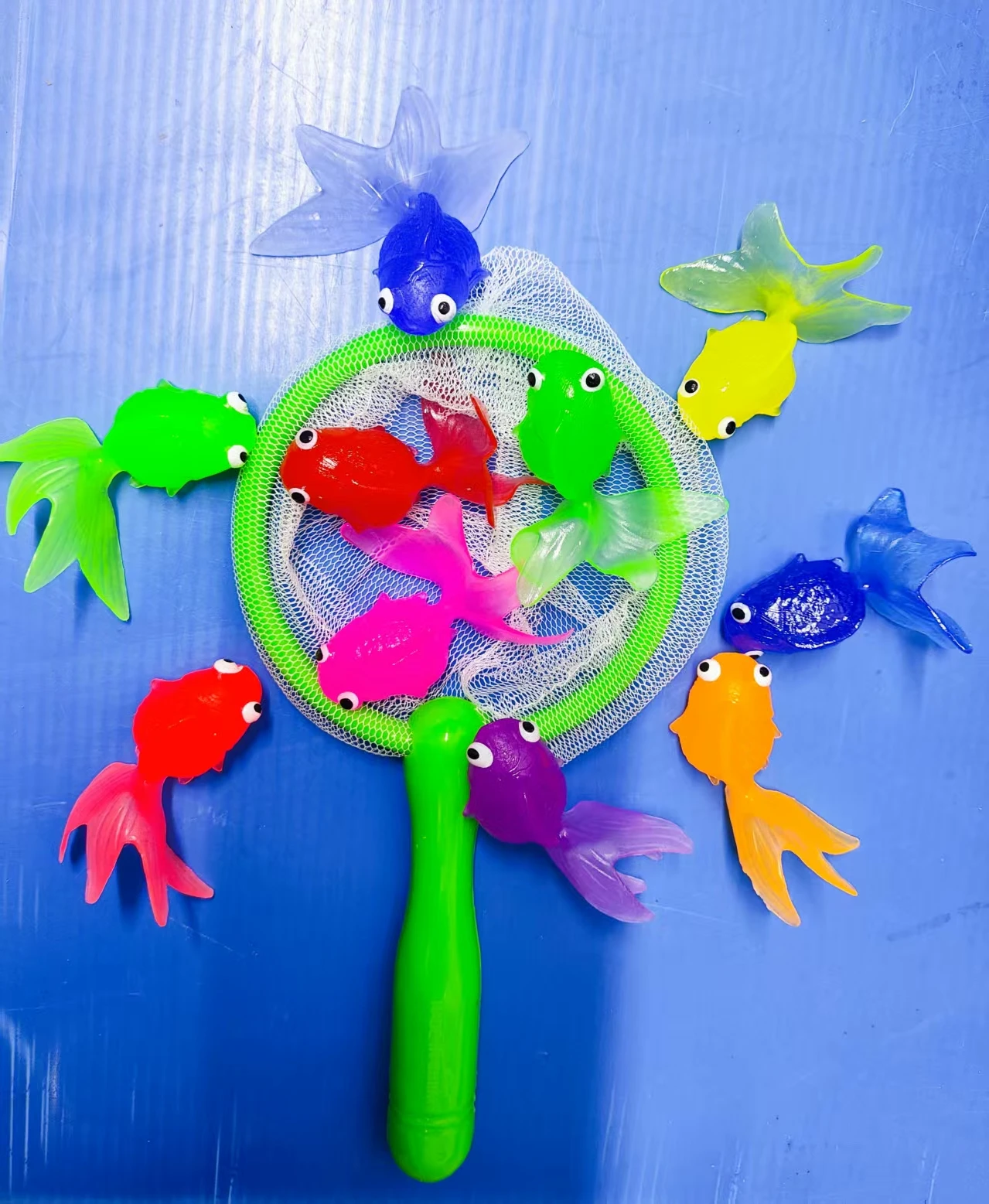 Brinquedo aquático infantil de borracha macia, bóia salva-vidas marinha, rede de peixe dourado, modelo de pesca, banheira de natação, presente de feriado