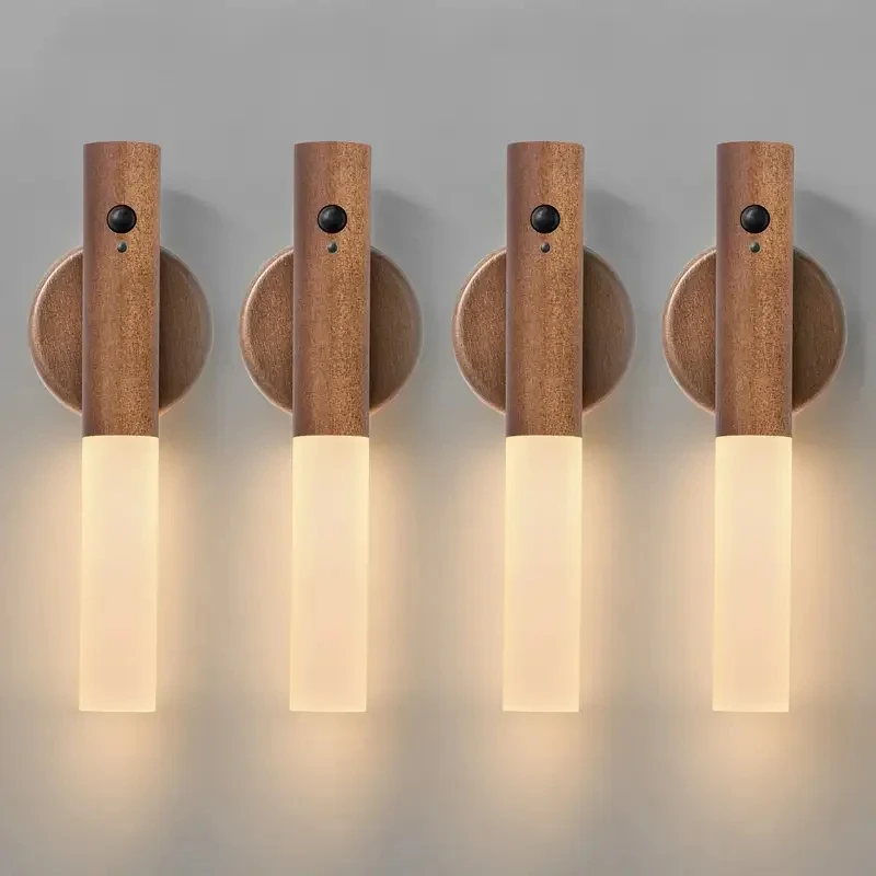 Lampa ścienna LED z magnetycznym mocowaniem, ładowalna, inteligentny czujnik ruchu, lampka nocna, przenośna do przedpokoju, sypialni, na schody, do łazienki, do szafek, dekoracja