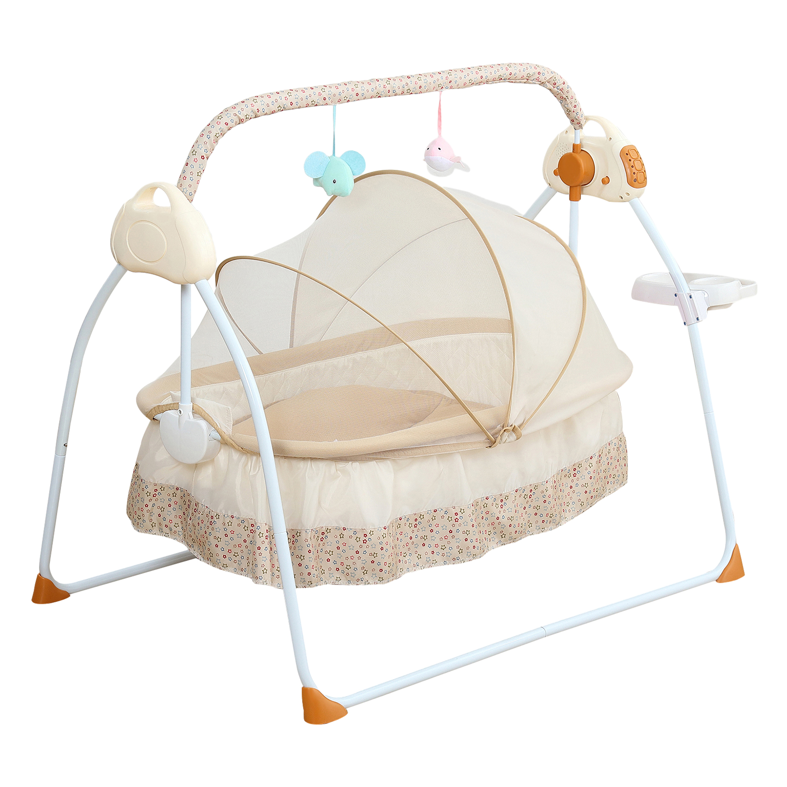 Berço de balancim elétrico para bebês, cama de balanço automática com bluetooth, berço de balanço para bebês