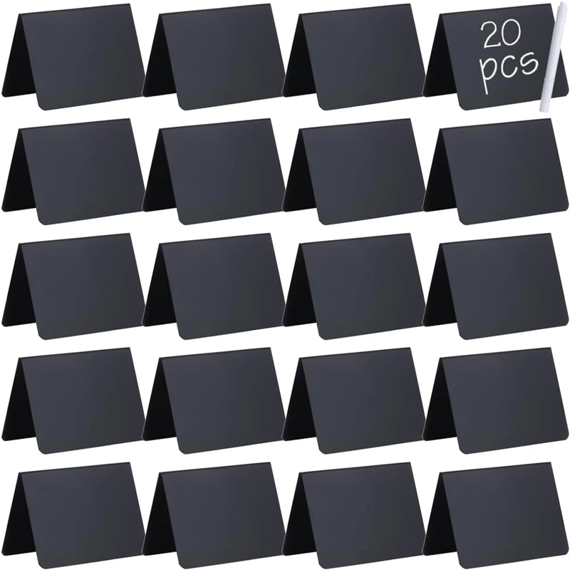 5-20PCS Mini PVC กระดานดําเมนูป้ายชิปข้อความกระดานดํารีไซเคิลบุฟเฟ่ต์งานแต่งงานเครื่องประดับตกแต่ง Memo Props