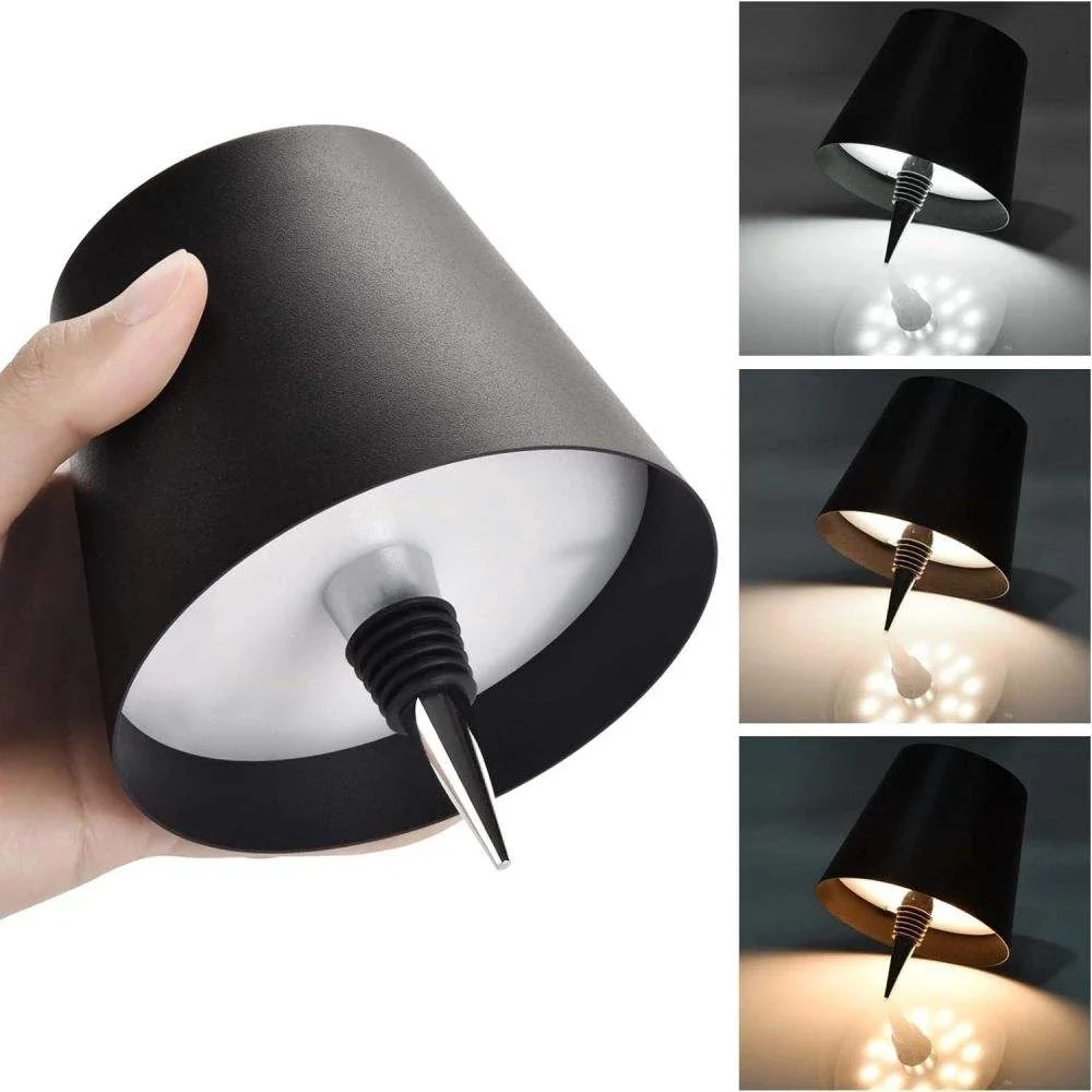 Lâmpada de mesa para garrafa com carga USB, controle de toque de 3 cores e lâmpada noturna com escurecimento contínuo, adequada para bar, garrafas de vinho, luzes de mesa