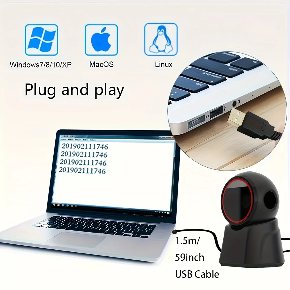 2D Barcode Scanner Desktop Omnidirektionale Automatische 1D 2D QR code Daten Matrix PDF417 Barcode Reader USB für Einzelhandel Supermarkt