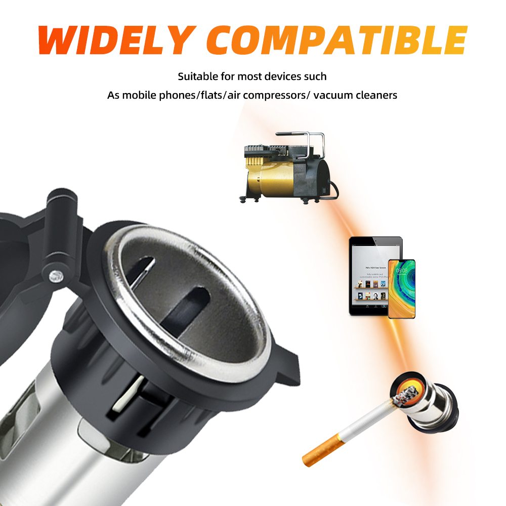 12V-24V 120W-250W 車 10A シガーライターメスソケット電源プラグ 防水カバーケース付き