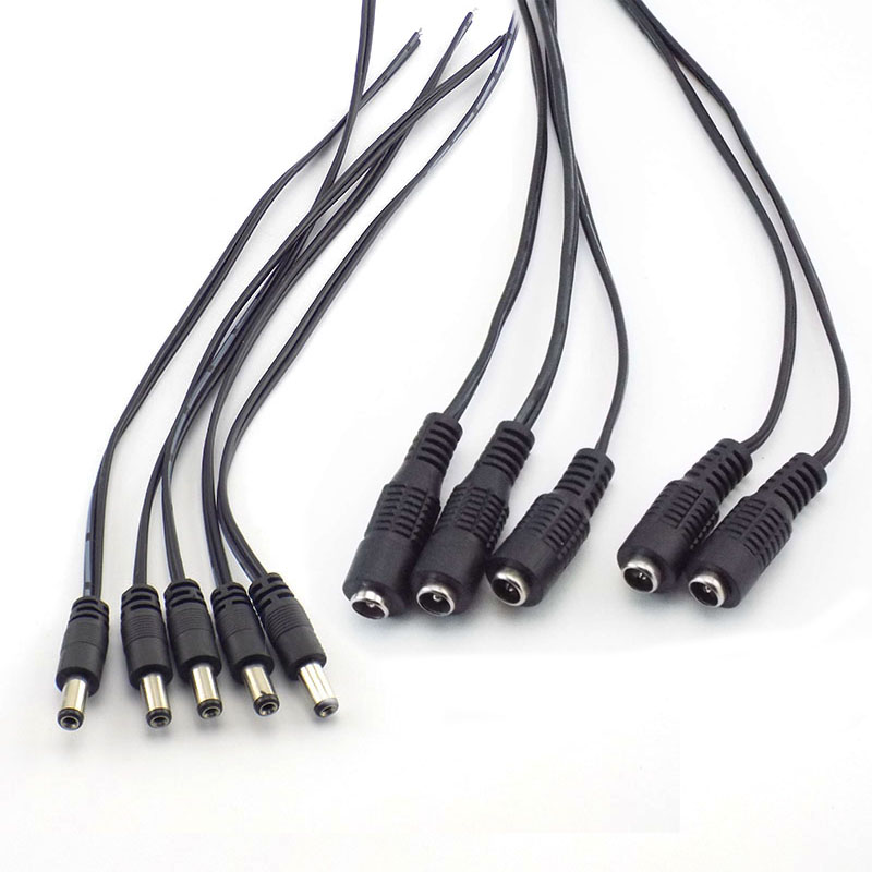 Conectores hembra DC macho Cable de alimentación Cable para cámara de vídeo CCTV seguridad 12v extensión Cable adaptador 2,1*5,5mm