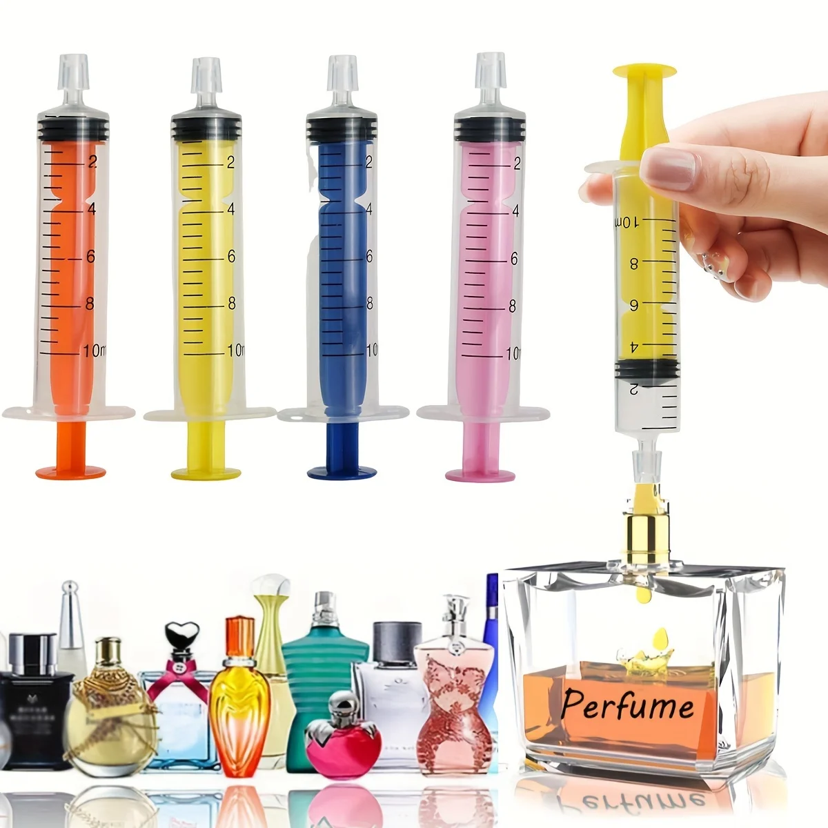 Jeringa con punta de Perfume colorida, herramienta de cajón recto, jeringa de Perfume dispensadora divina, Extractor de Perfume, 10ml
