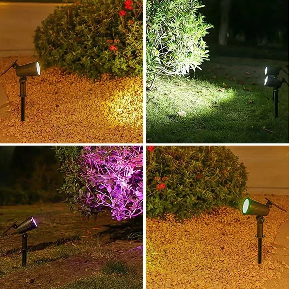 9 LED-owych solarnych reflektorów punktowych, zewnętrzne, wodoodporne, zasilane energią słoneczną, lampy ogrodowe na szpilce, regulacja jasności, do ścieżek, trawników, podjazdów i podwórka.