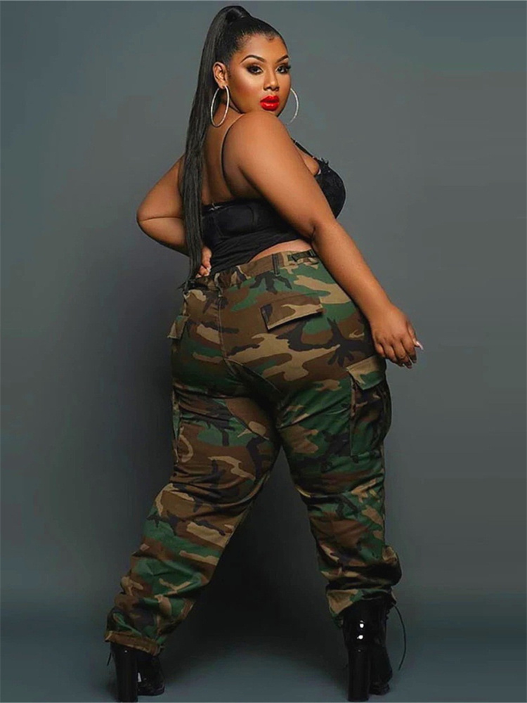 Wmstar-pantalones de camuflaje de talla grande para mujer, pantalón holgado informal para correr, ropa de calle de moda, venta al por mayor, envío directo, nuevo estilo