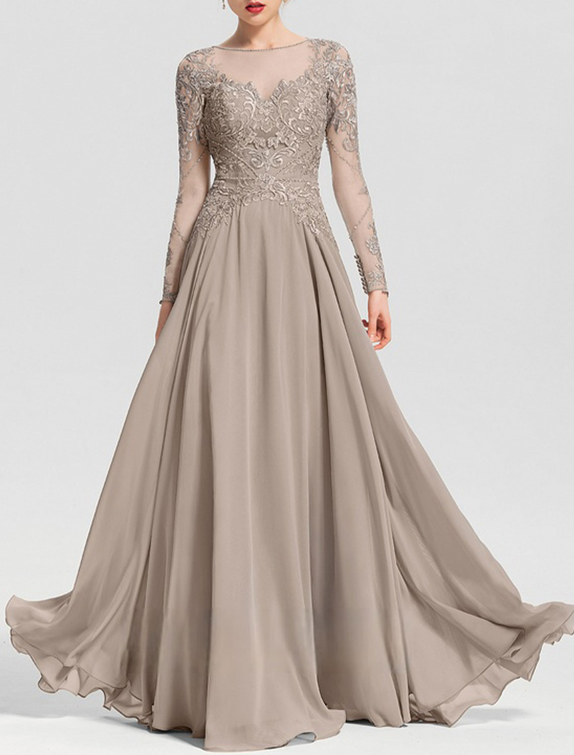 Etui-Säule, elegantes Kleid für die Brautmutter, Hochzeitsgast-Abendkleid, bodenlang, Perlenapplikationen, 2025, kostenlos individuell gestaltet