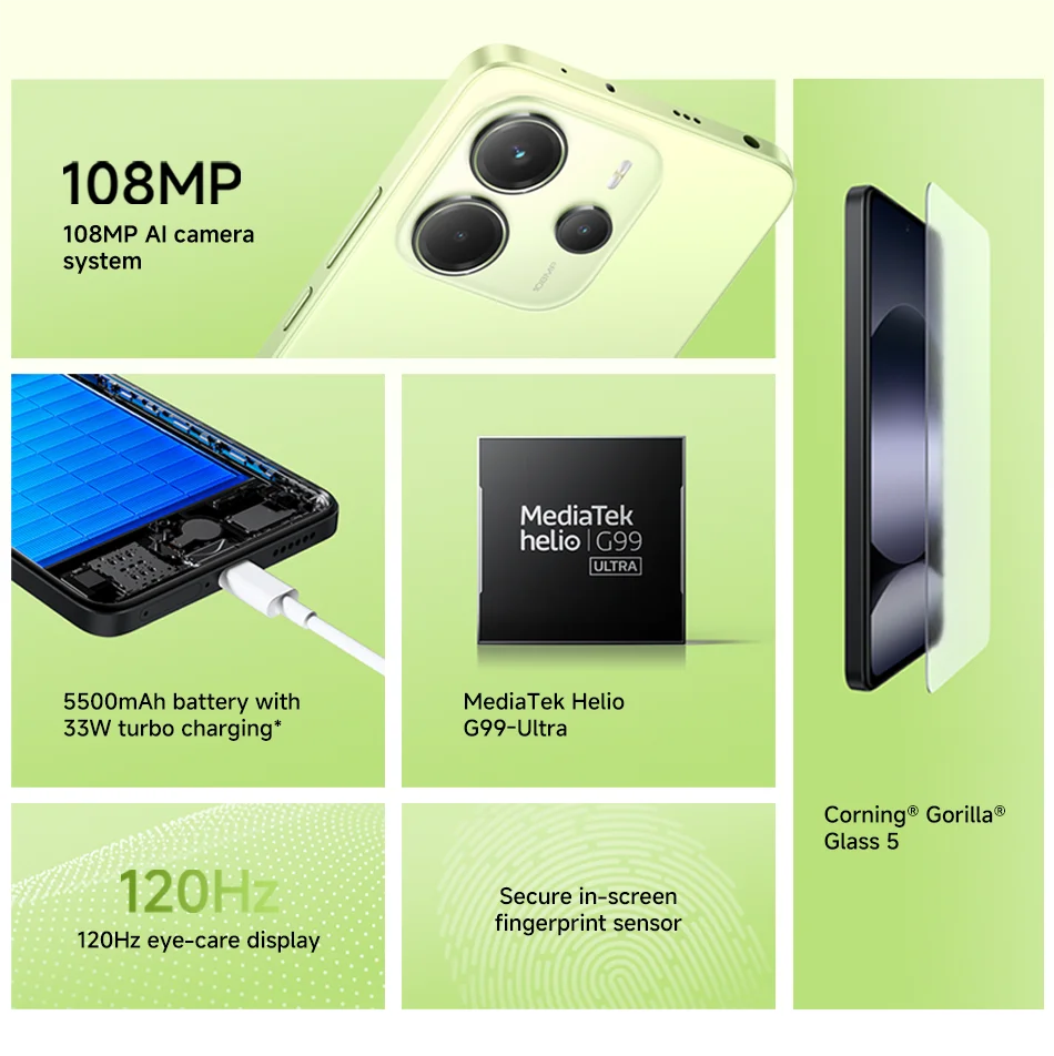 【Брендовая +】Глобальная версия Xiaomi Redmi Note 14 MediaTek Helio G99-Ultra 108MP AI 5500 мАч 6,67-дюймовый AMOLED-дисплей 120 Гц