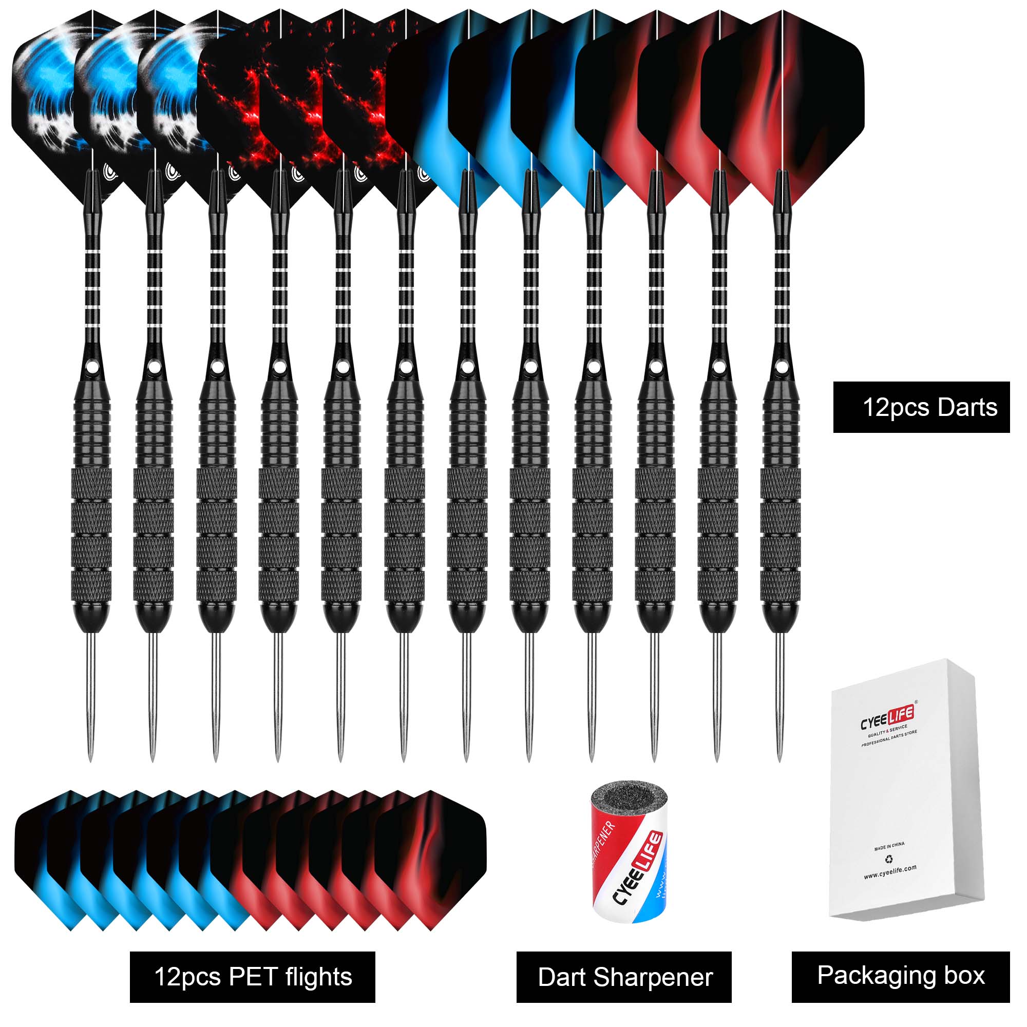 CyeeLife 6/12PCS 24G hard dart เข็มเหล็กฝึกบาร์ความบันเทิงฤดูใบไม้ร่วง professional flyer ชุดกลางแจ้ง