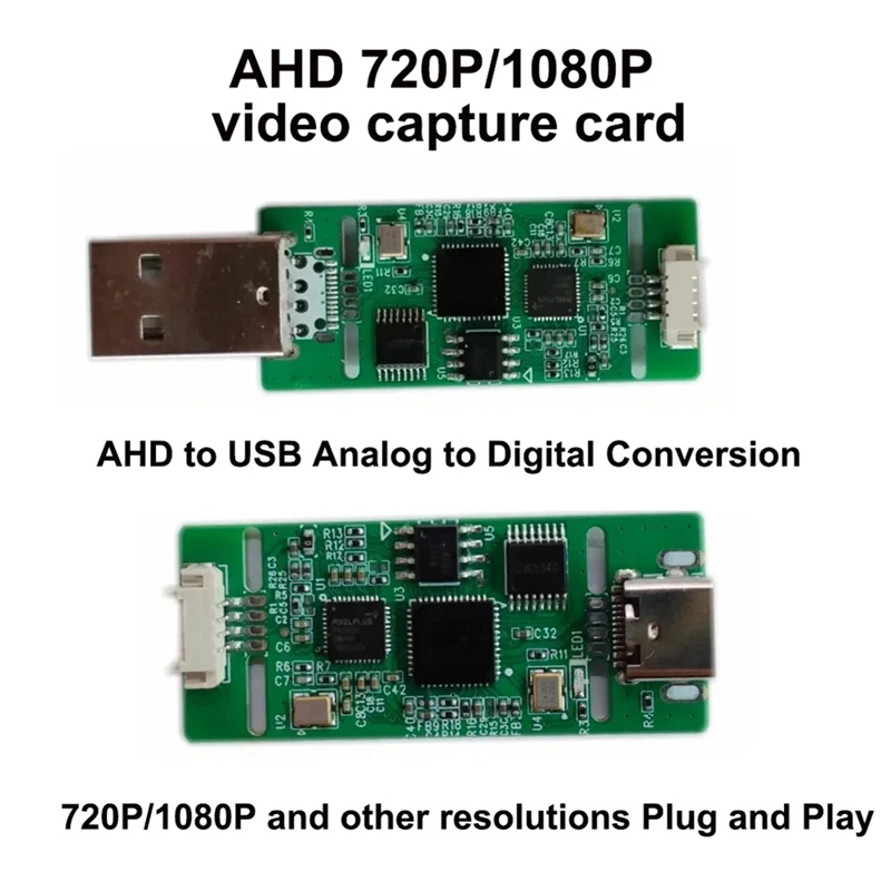 AHD เป็น USB จับสัญญาณอะนาล็อกไปยังโมดูลกล้องดิจิตอล USB AHD เป็นโมดูล Type-C ไดรฟ์ UVC ฟรีสําหรับ Android