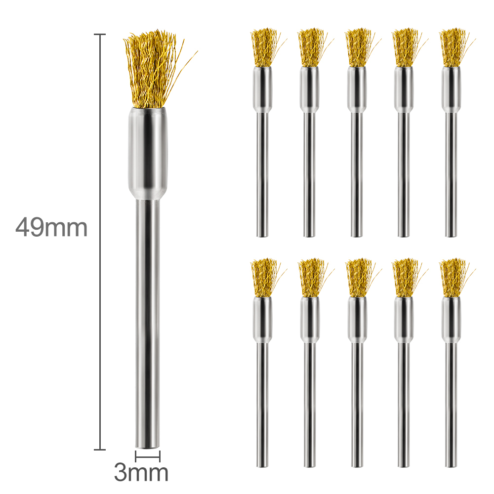 CMCP 10/20pcs 3mm Shank Brass Wire Wheel Brush Polishing Brush for Mini Drill Metal Rust Removal Dremel Rotary Tools