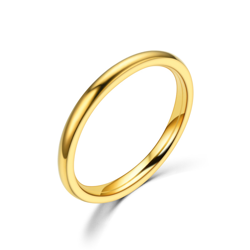Anéis finos de aço inoxidável de 2 mm, ouro rosa, anéis simples de aço de titânio para mulheres, presentes para meninas