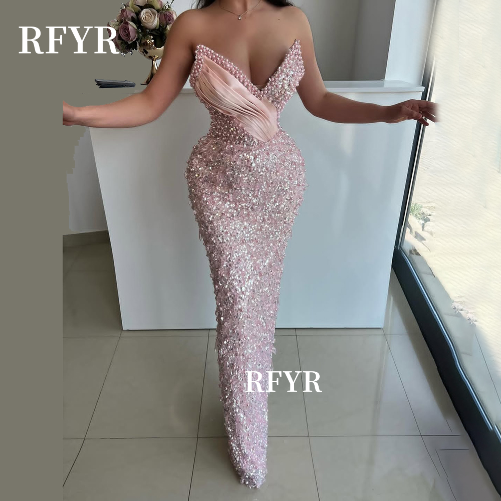 RFYR Meerjungfrau Abendkleid Perlen Party Kleid Perlen Prom Kleid Schatz Vestidos De Noche Formelle Anlässe Kleid Angepasst