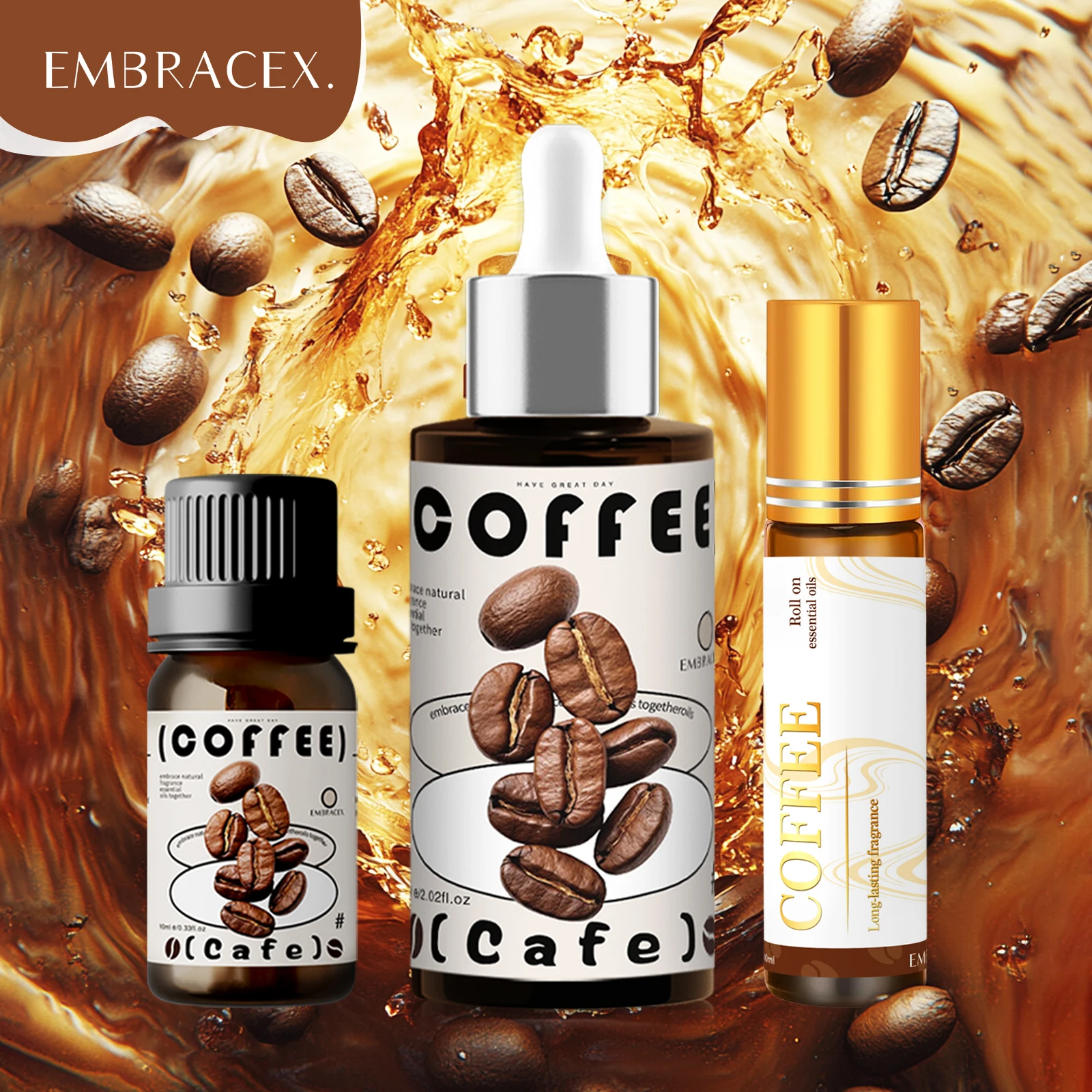 3PC/2PC/1PC 10ml 60ml Coffee Essential Oils Roller Essential Oils Cafe Perfume Refreshing For Gifts Candle Aromas For Humidifier