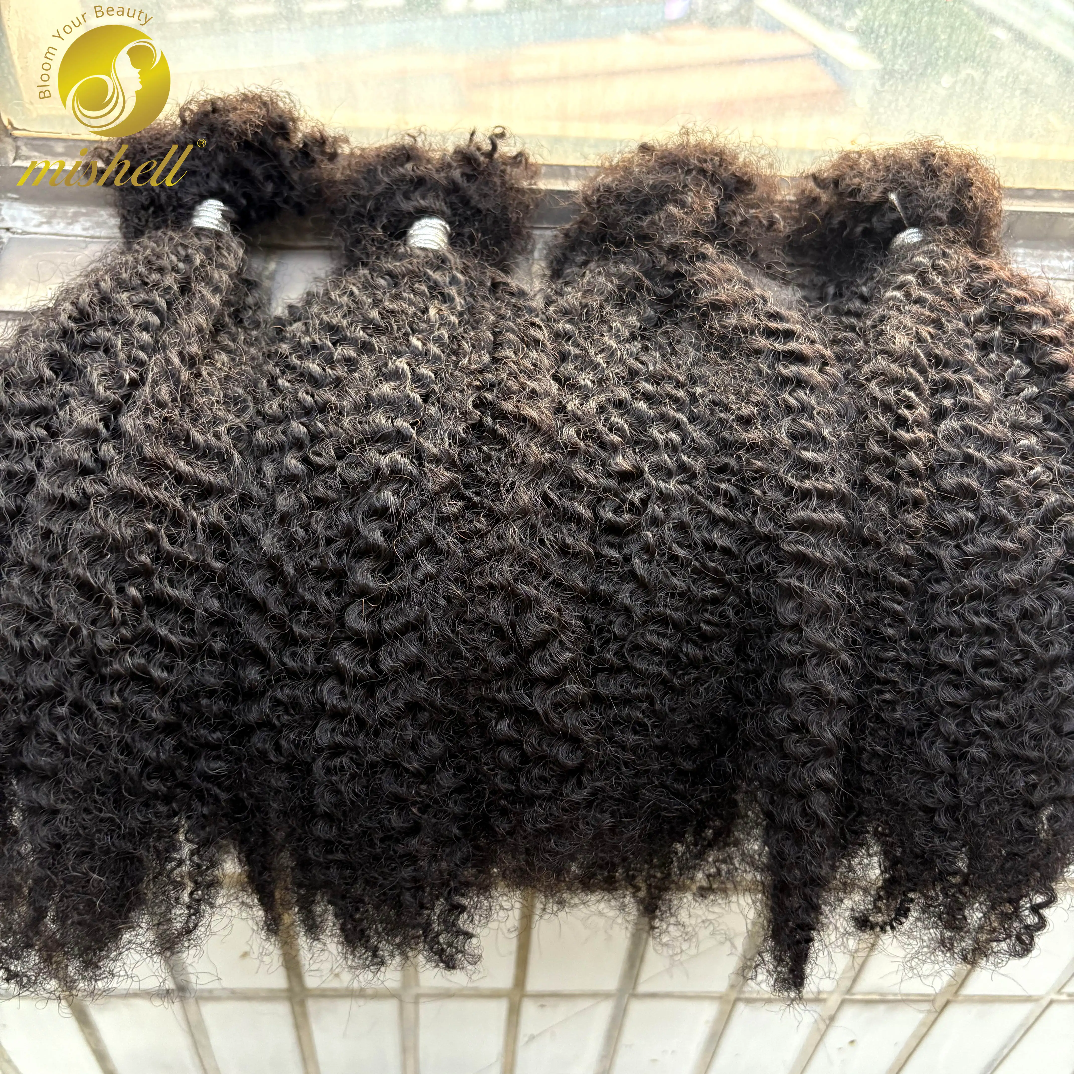 Extension de cheveux humains Afro crépus bouclés ombrés, sans trame, 16 pouces, 30g/paquet, pour Micro Locs permanents/torsions/brides/Mocs de réparation