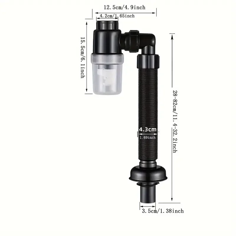Universal Easy-Fit P-Trap: ชุดท่อระบายน้ําอ่างล้างจานป้องกันการรั่วและขยายได้สําหรับห้องครัว - การออกแบบพลาสติกที่ทนทาน