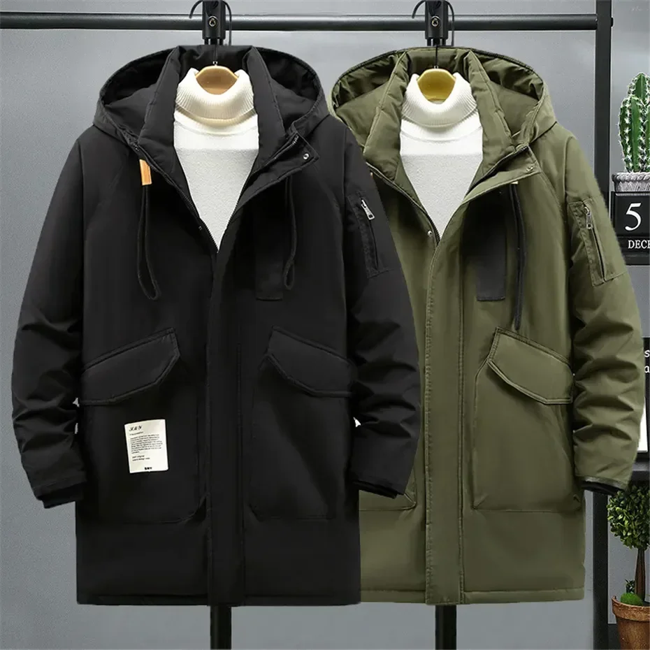 Männer Winter Jacke Große Größe Mit Kapuze Fleece Isolieren Gepolsterte Unten Parka Männlich Warme Dicke Große Plus 10XL 150 kg lange Polsterung Oberbekleidung