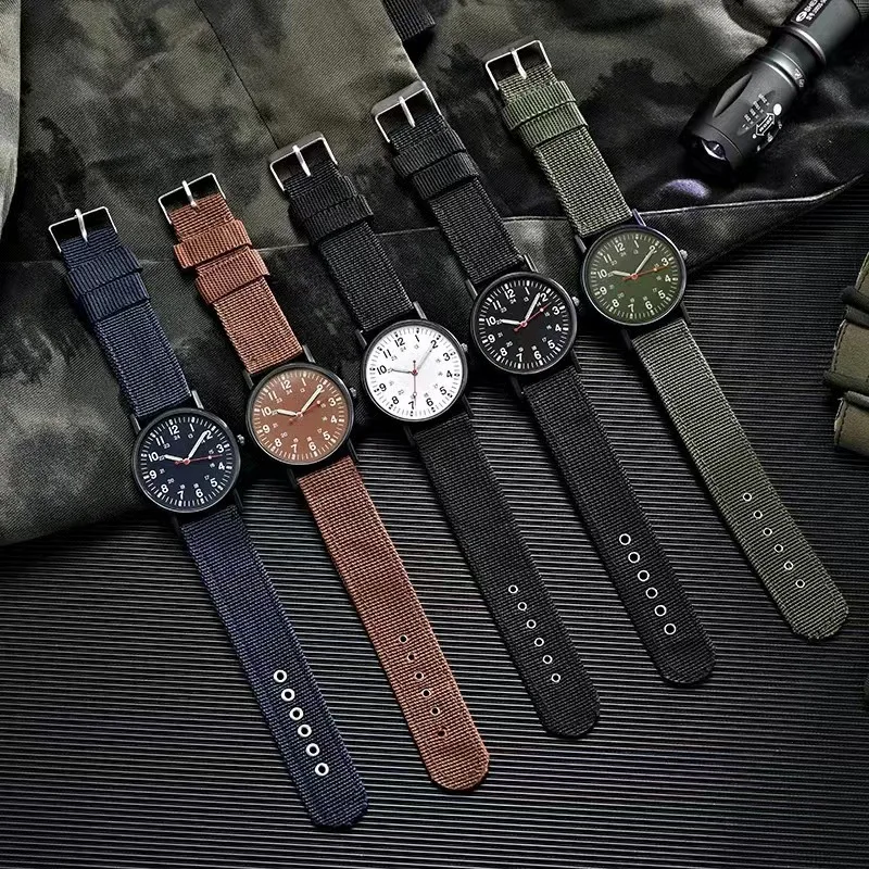 Moda masculina relógios de náilon luxo militar do exército relógio de quartzo calendário data relógio de pulso reloj hombre