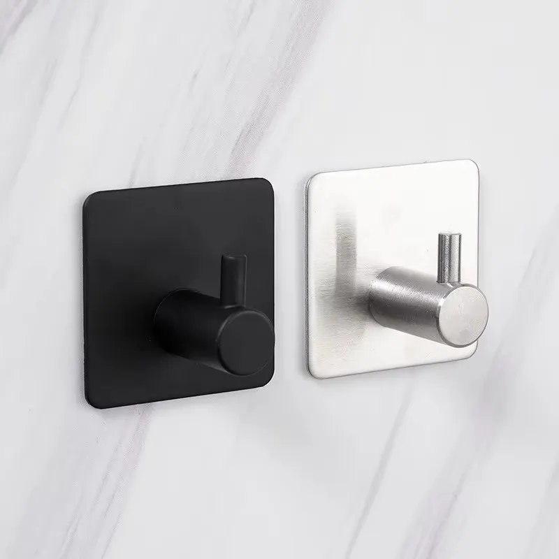 4/1pcs สีดํา Self-Adhesive Wall Hooks สําหรับแขวนแขวนเสื้อผ้าประตูห้องน้ํา Robe Hook Coat Rack ผ้าเช็ดตัวผู้ถืออุปกรณ์เสริม