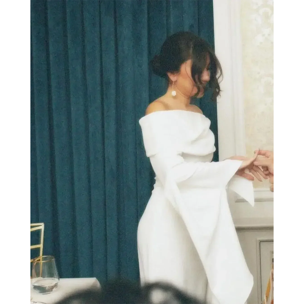 Maßgeschneidertes elegantes schulterfreies Abendkleid für Damen, säulenförmige Abendkleider, Maxi-Langarm-Etui, formelles Partykleid 2025,