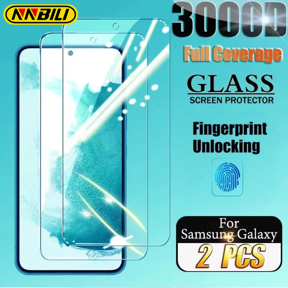 NNBILI 2PCS Fingerprint Entsperren Gehärtetem Glas Für Samsung S24 Ultra S23 S22 S21 Plus Screen Protector Für Samsung S21 S20 FE