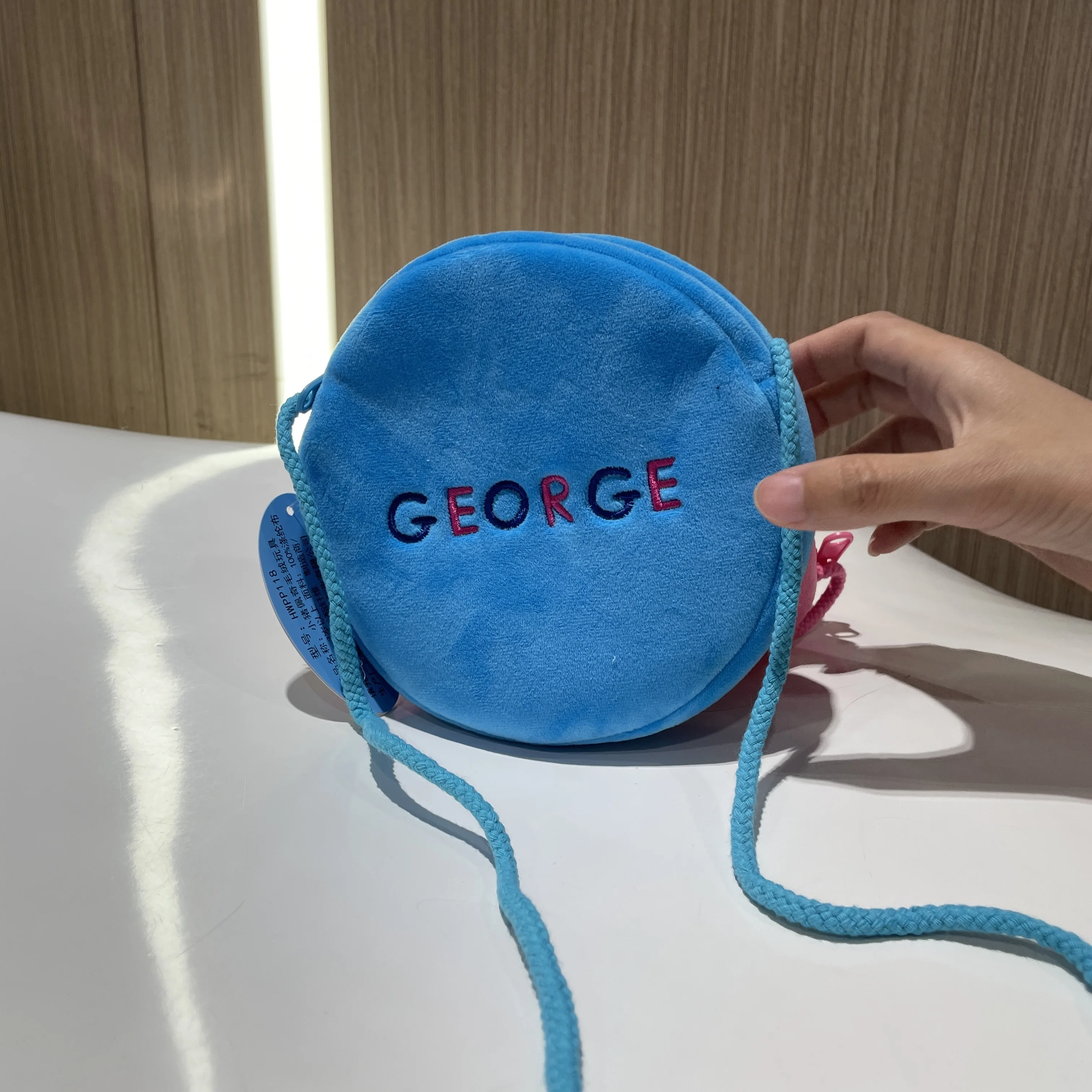 16 ซม.ใหม่ 100% ของแท้ Peppa Pig Plush สีชมพูรอบกระเป๋า Cross กระเป๋า Peppa George เด็กของขวัญวันเกิดของเล่นตุ๊กตาขายร้อน