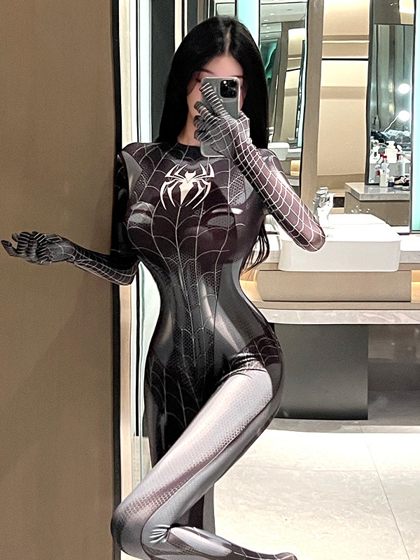 Uniforme Cosplay disfraz de araña Anime mono de una pieza en trajes de cuerpo para mujer mono de manga larga monos P2U2