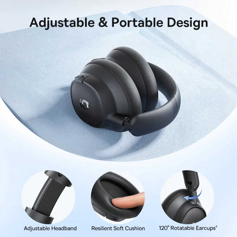Baseus EH10 NC ANC Auriculares inalámbricos 45dB Auriculares híbridos adaptables con cancelación de ruido Auriculares LDAC de alta resolución Bluetooth 6,0 80 horas