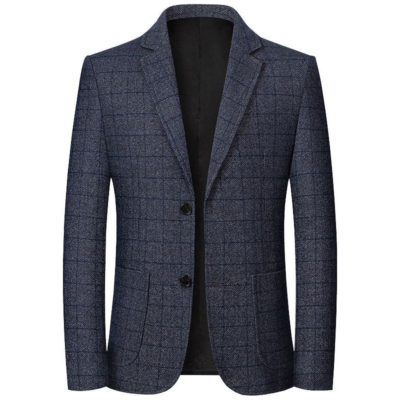 Primavera outono masculino xadrez blazers inteligente casual ternos formais jaquetas casaco masculino moda fino ajuste turn down collar blazers outerwear