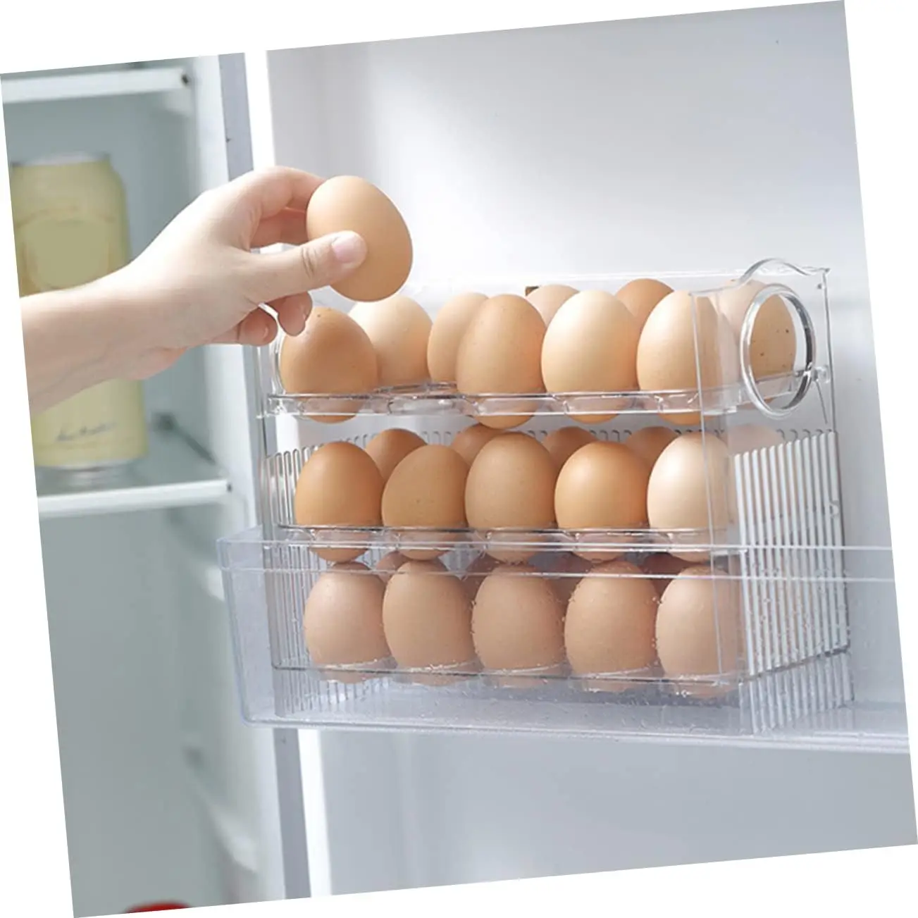Eier Aufbewahrung sbox Kunststoff Organizer Rolling Slide Container mehr schicht ige Kühlschrank halter Tablett Organisationen Küchen zubehör