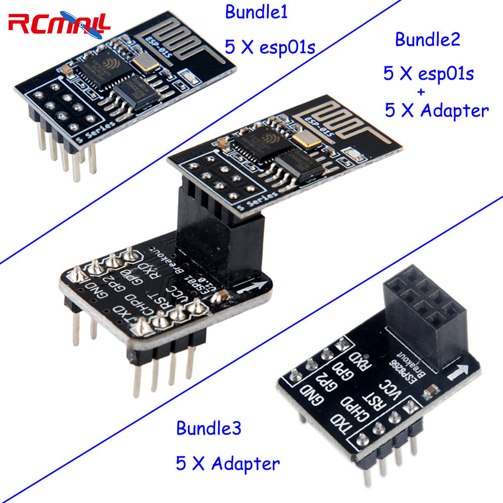 Módulo transceptor serial wifi esp8266 ESP-01S, 5 peças com flash de 4mb, adaptador de placa de fuga ESP-01