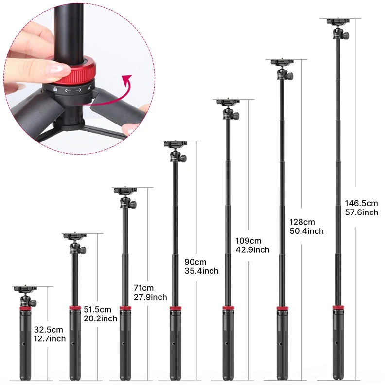 Ulanzi MT-44 trípode extensible para transmisión de vivo Vlog con soporte de montaje para teléfono 42 pulgadas para cámara DSlR SLR GoproSmartphone