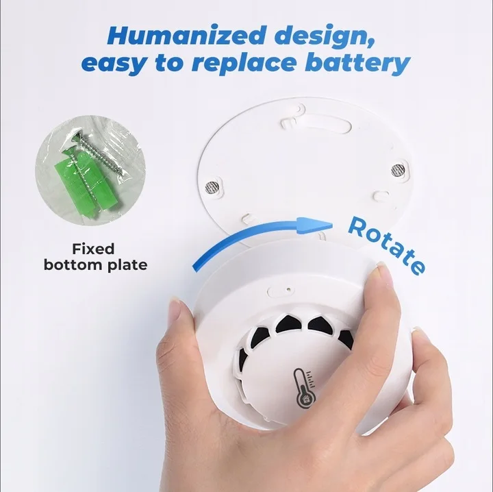 2 pcs Temperature and Humidity Smoke Sensor, TUYA WIFI Smoke Sensor Fire Alarm Home Kitchen Security System