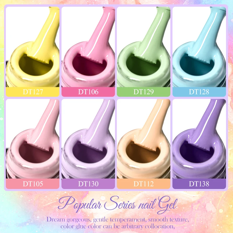 พบกับข้าม 6 ชิ้น/เซ็ต Macaron Series เจลเล็บชุด Glitter กึ่งถาวร UV เล็บชุดฐาน Matte Top Coat เล็บเล็บ