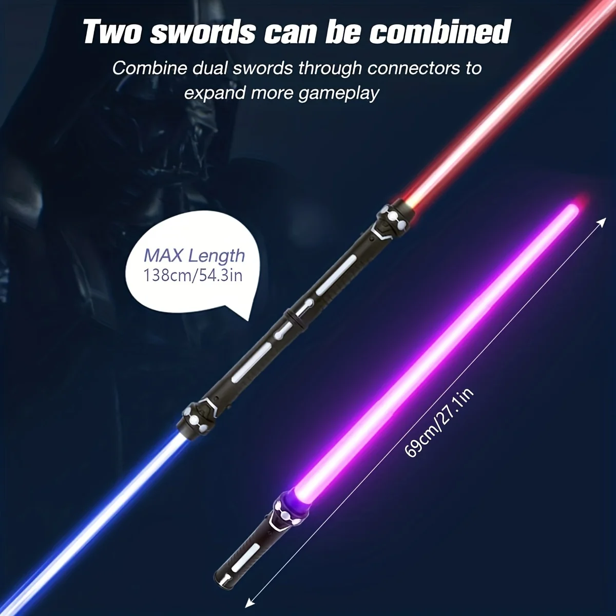Two-in-one long sword combination laser sword war light toy transparent sword toy sword flash stick boys and girls toy plastic t