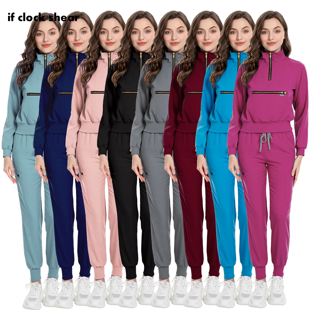 Long Sleeved Spa Uniforms High Quality Beauty and Health Workwear Scrubs Suits Tops+pants Scrubs Shirt with Pockets Work Clothes